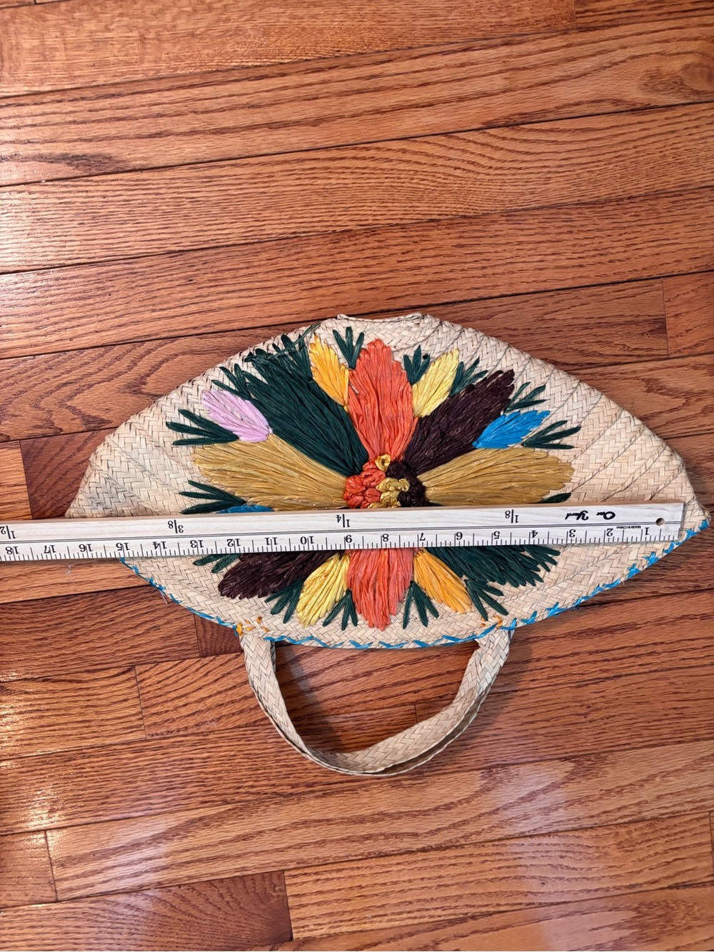 Vintage MCM Straw zip Top Bag With Handles Floral, Retro,Vaca, Festival - Picture 6 of 6